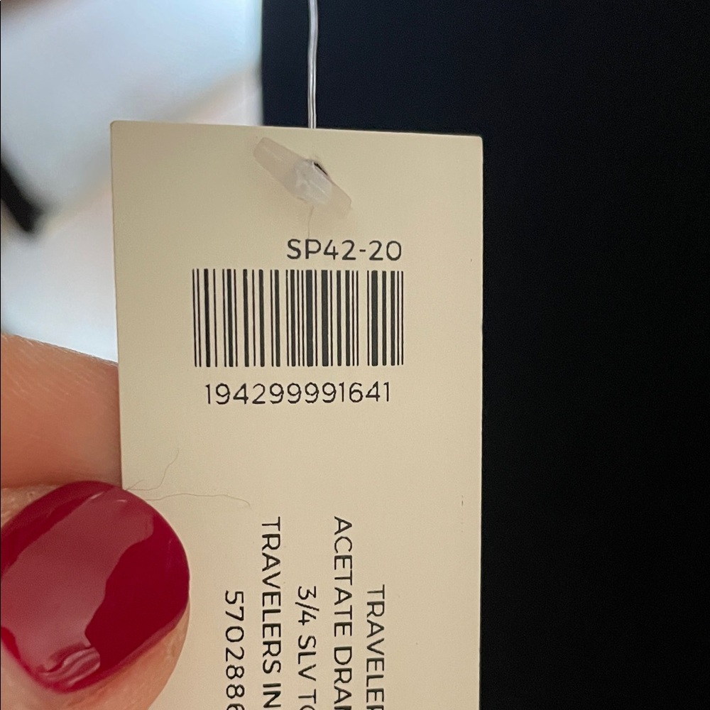 NWT Women's Navy Acetate Drama V-Neck Top Size 2 Medium Large 3/4 sleeve - Picture 2 of 9